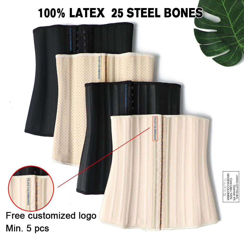 

Latex Waist Trainer 25 Steel Bone Women Binders And Shapers Corset Modeling Strap Body Shaper Colombian Girdles Slimming Belt