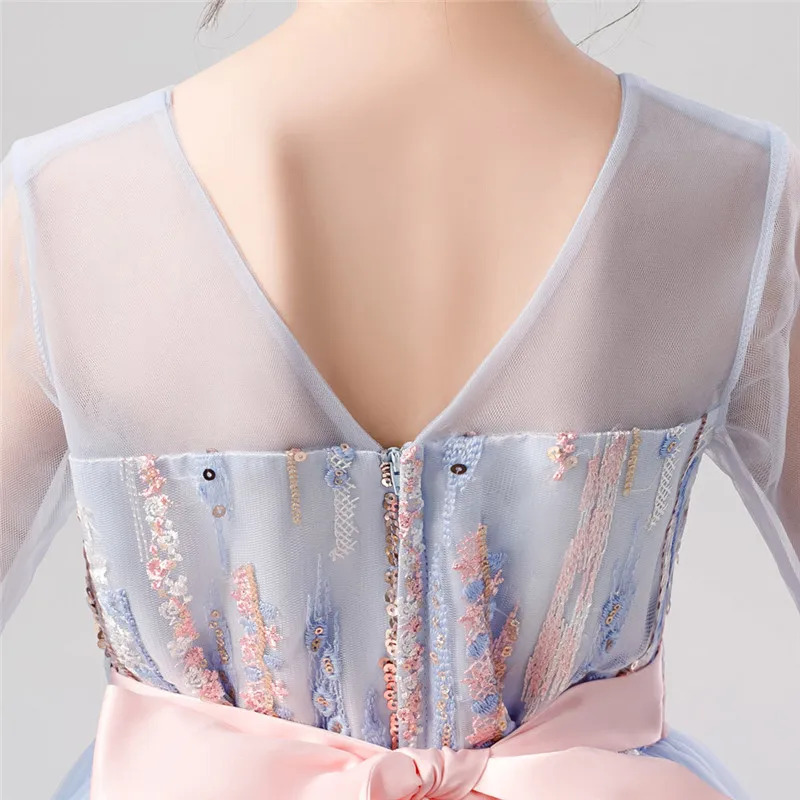 Торжественное платье для девочек детское принцессы с цветочным рисунком