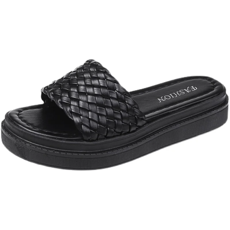 

Slippers Women Summer Flat Shoes Female Platform On A Wedge Luxury Slides Pantofle Heeled Mules Soft Designer 2021 High Rome Cas