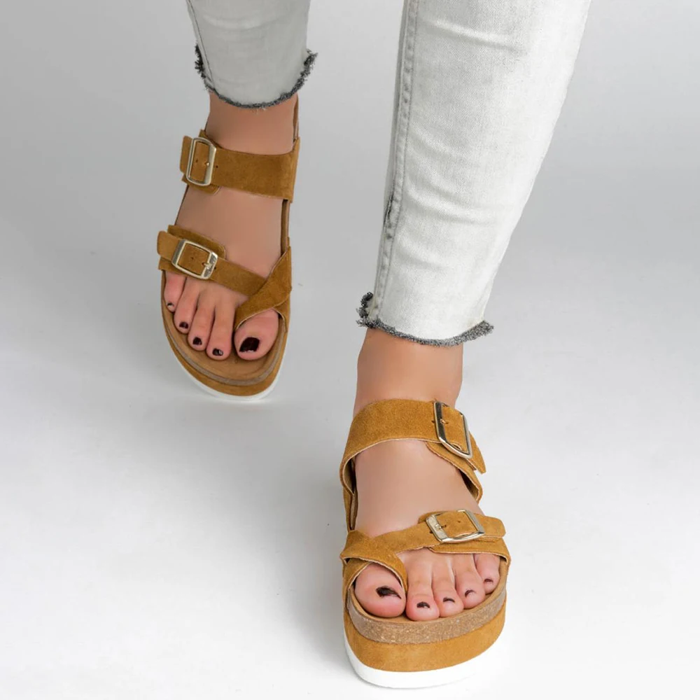 LOOZYKIT/летние пляжные шлепанцы повседневные сабо с двойной пряжкой однотонные