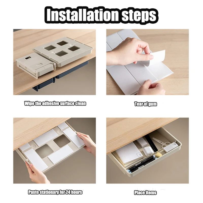 

Under Drawer Table Hidden Box Desktop Organizer Case Hidden Storage Box Plastic Home Office Pen Stationery Pen Hidden Drawers