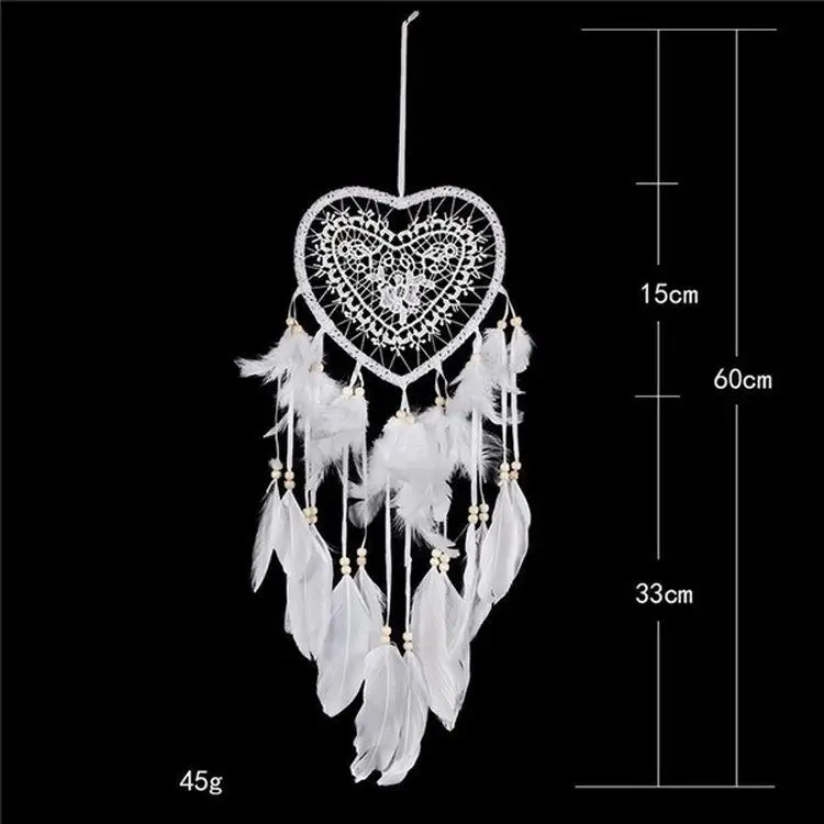 

Hot 60CM Dream Catcher WITH LED Heart Feathers Handmade Night Light Wall Hanging Decor Hand Woven Ornaments