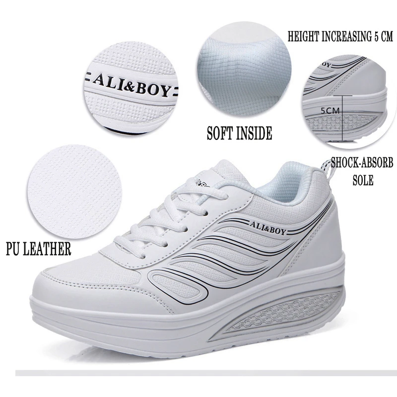 Обувь на платформе 5 см визуально увеличивающая рост Женские кроссовки танкетке