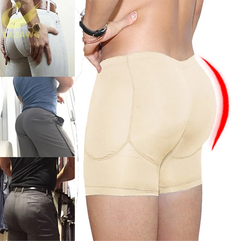 LAZAWG Mens Shaper Butt Lifter Boxer Hip Padded Wasit Tummy Control Slimming Shapewear  Shorts Underwear Body Shaper Butt Pad