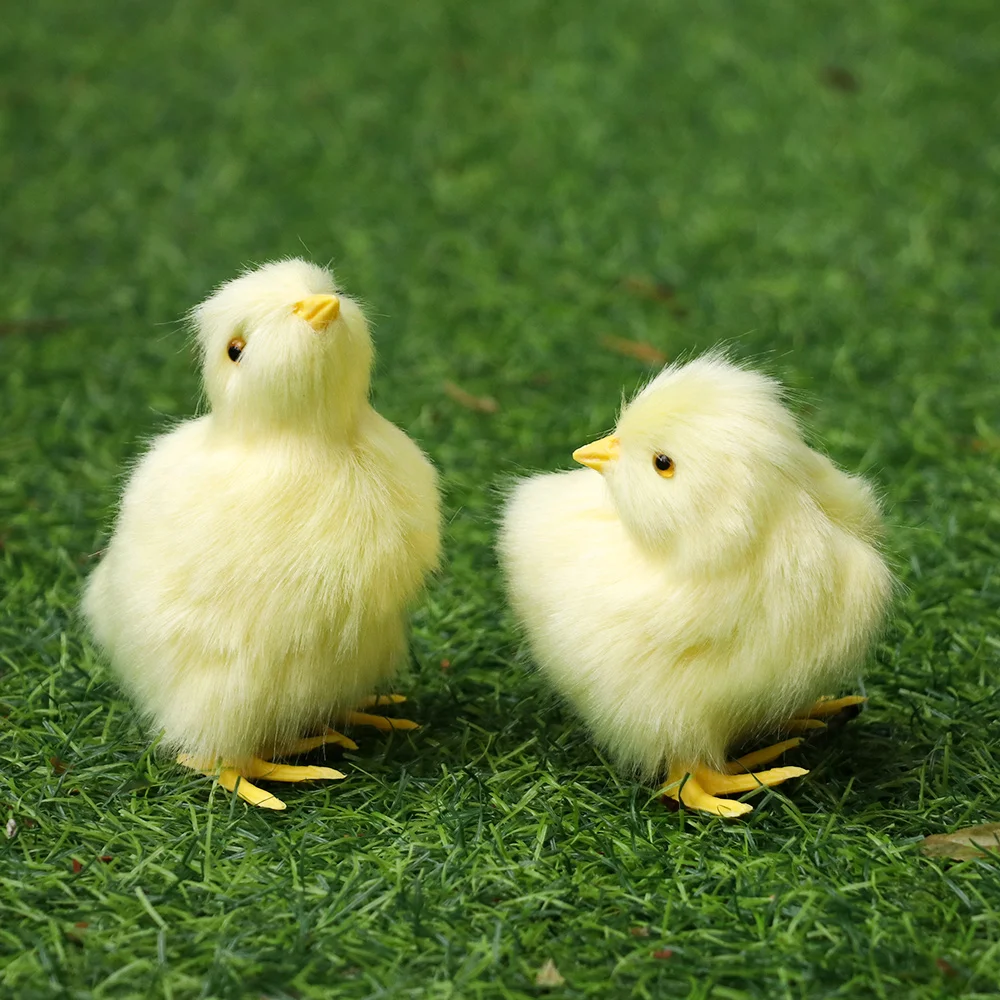 New Mini Plush Chick Toy Lifelike Furry Chicken Simulation Animal Lovely Doll Micro Landscape Photography Prop Easter Supplies | Дом и сад