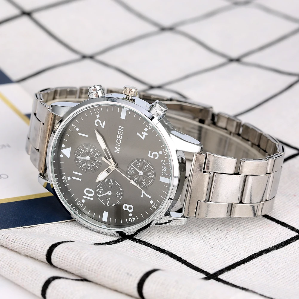 

Mens Business Quartz Watches Stainless Steel Band Top Brand Male Watch Arabic Numerals Man Wristwatches Clock Erkek Kol Saati