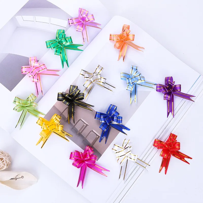 

100pcs Pull Bow Gift Ribbons Flower Wrappers For Wedding Events Birthday Decoration Happy New Year Christmas Gifts Decoration