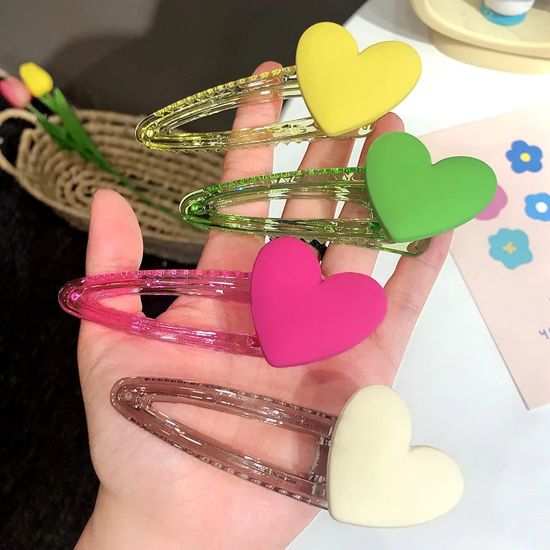 

New Love Candy Color Side Clip Hairpin Summer Sweet And Fresh Transparent Hairpin Frosted Duckbill Clip Bangs Clip Female