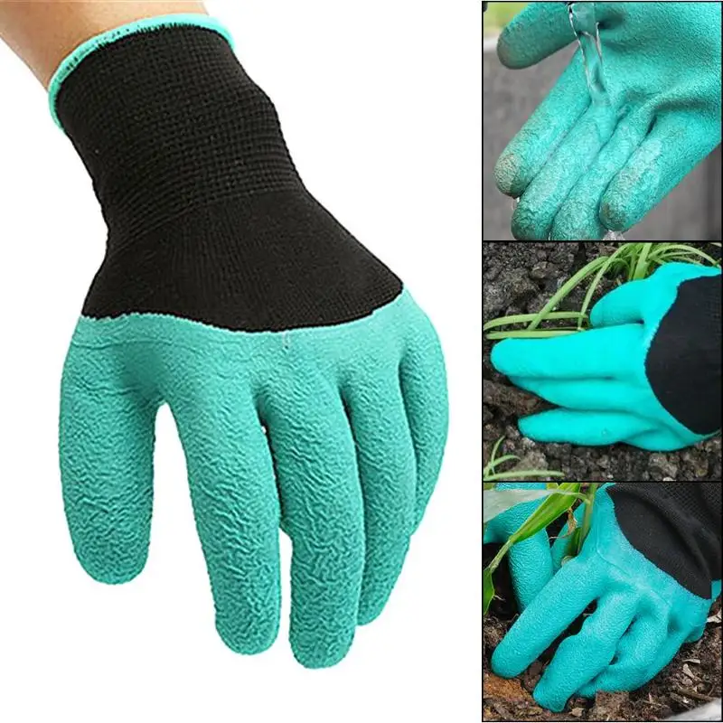 Garden Gloves 4 Hand Claw ABS Plastic Rubber Gloves Quick Excavation Plant Waterproof Insulation Home garden supplies