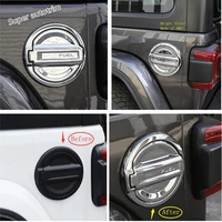 lapetus car fuel filler door gas oil tank cover accessories exterior trim abs chrome bright fit for jeep wrangler jl 2018 2020