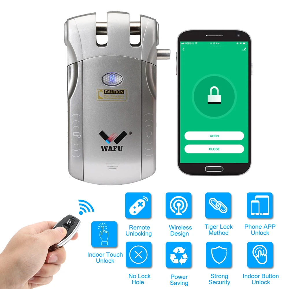 Умный дверной замок WAFU HF 010W WiFi Tuya Security невидимый БЕСКЛЮЧЕВОЙ электронный
