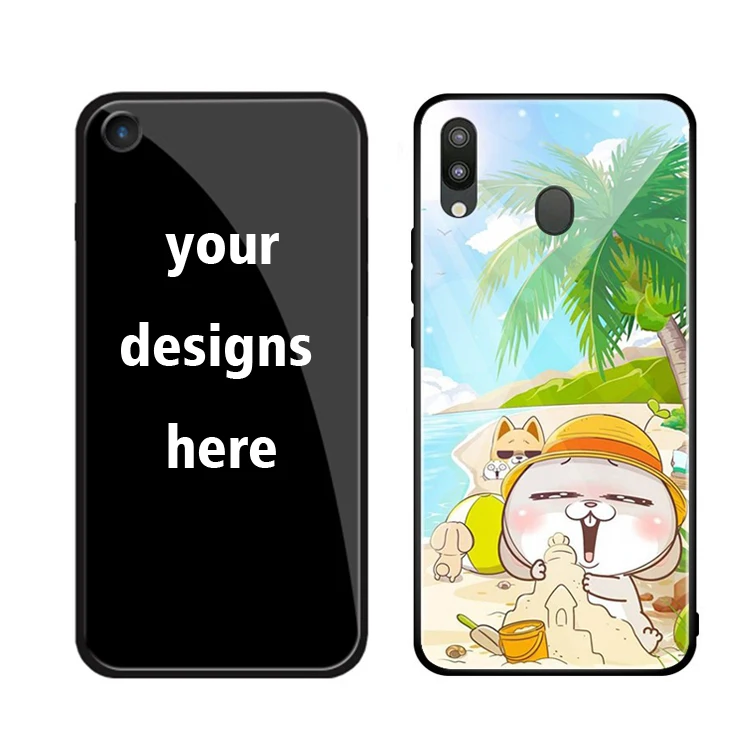 Модный чехол для телефона OEM с логотипом на заказ из закаленного стекла Sam A20 note 8 9