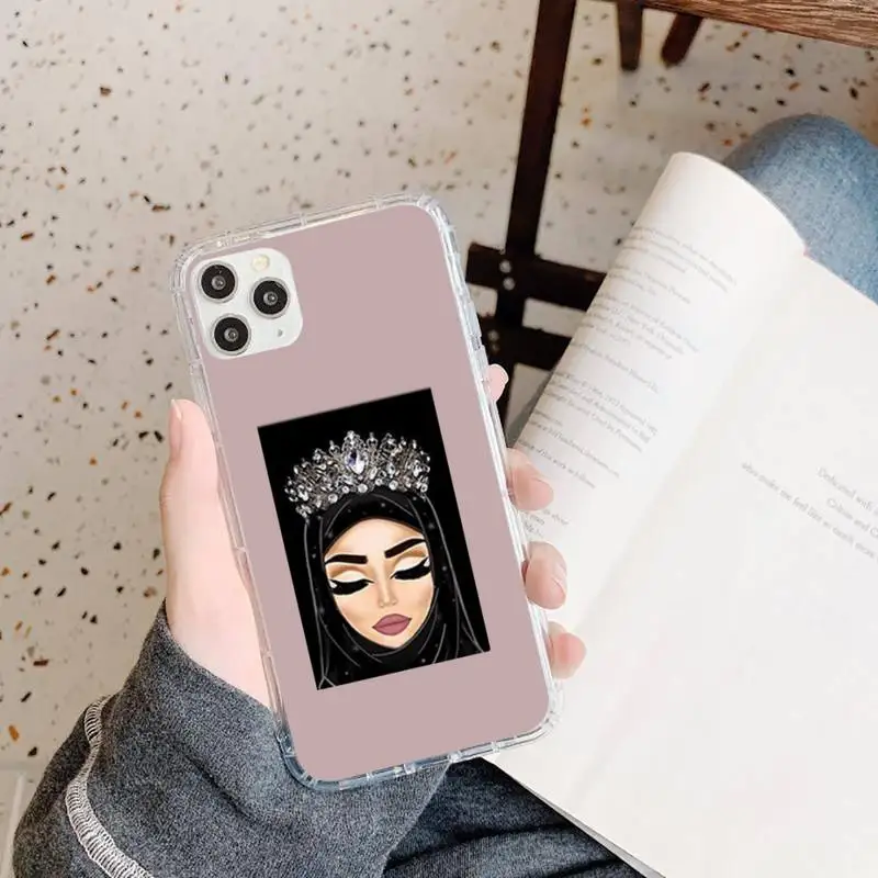 

Arabic Hijab Face Gril Muslim Islamic Phone Case Transparent soft For iphone 5 5s 5c se 6 6s 7 8 11 12 plus mini x xs xr pro max