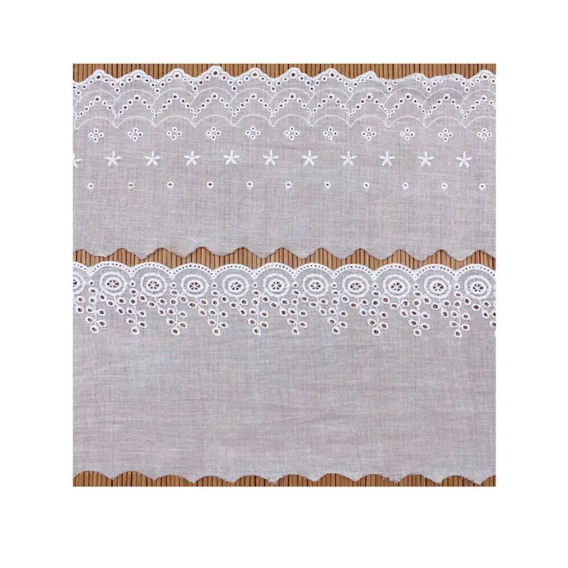 3Yards Women's Cothing DIY Lace Trim 14cm Width White 100% Cotton Embroidered Fabrics | Аксессуары для одежды