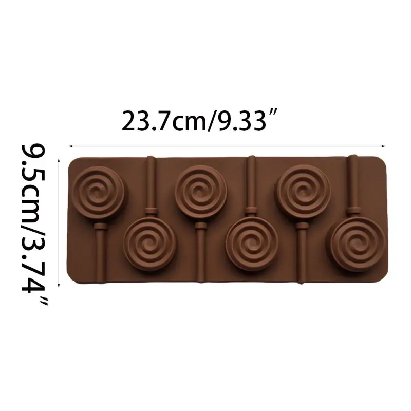 

6-Cavity DIY Round Spiral Swirl Shape 3D Silicone Lollipop Mold Candy Chocolate Gummy Fondant Mould Bakeware Baking Tools Tray