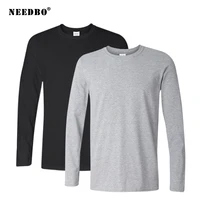 2pcslot spring autumn 100 cotton long sleeve t shirt men high quality solid o neck tops tees big size boys t shirt homme