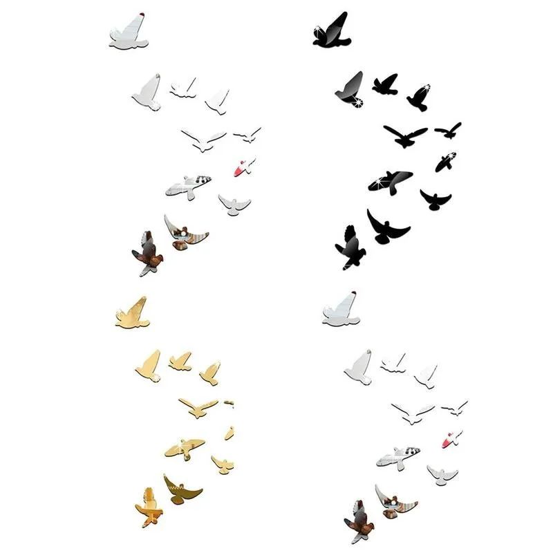 Акриловые Diy птица зеркало стены Стикеры светильник Вес легко Спальня для