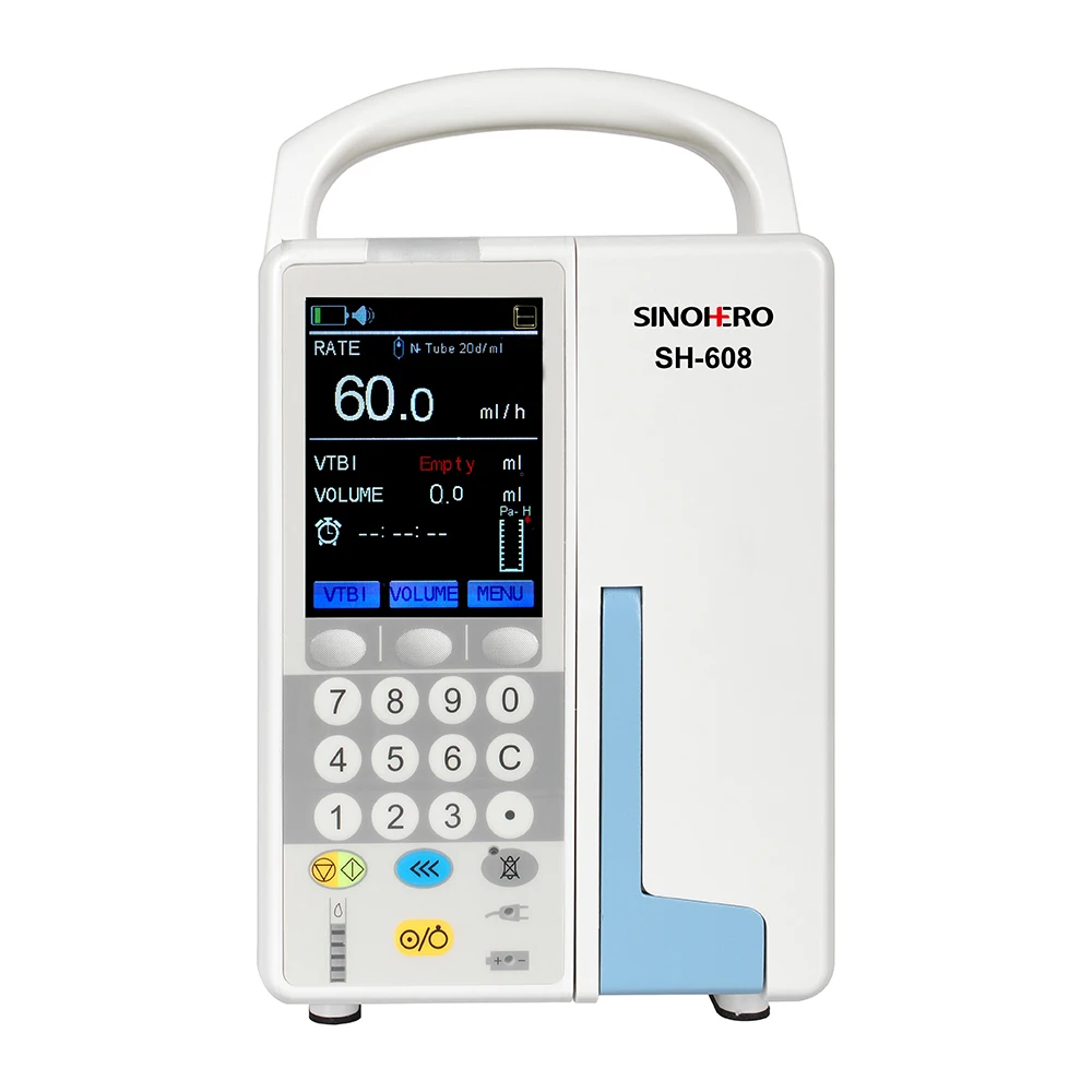 

SH-608 Portable Electronic Infusion Pump Real Time Alarm High-accuracy LCD Display Rechargable Digital Infusion Pump Device