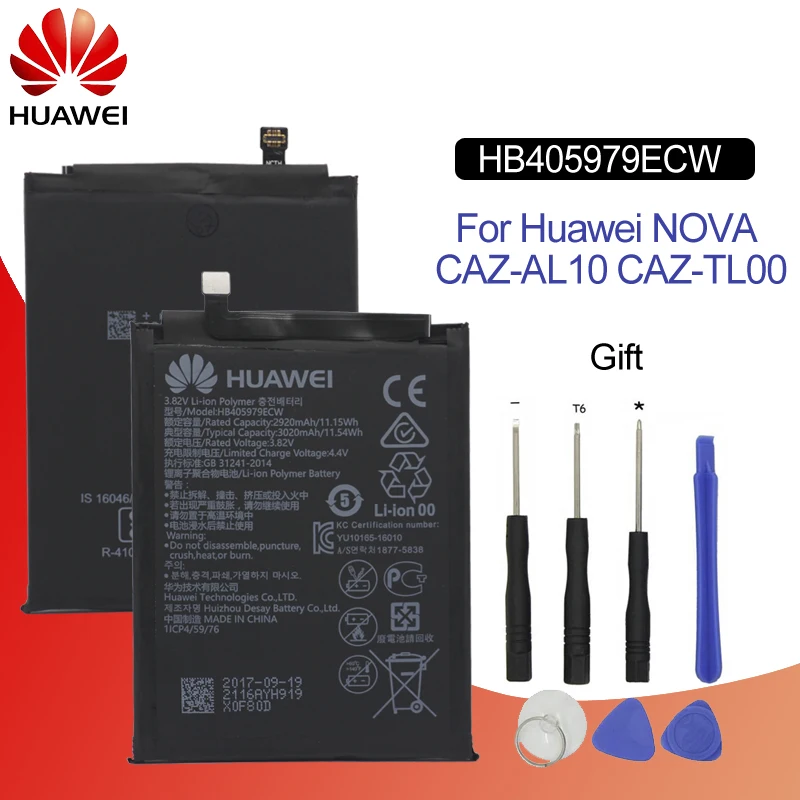 Hua Wei оригинальная сменная батарея HB405979ECW для huawei Nova Enjoy 6S Honor 6A 6C 8A 7A Pro Y5 Y6 Pro P9 Lite Mini 2920mAh
