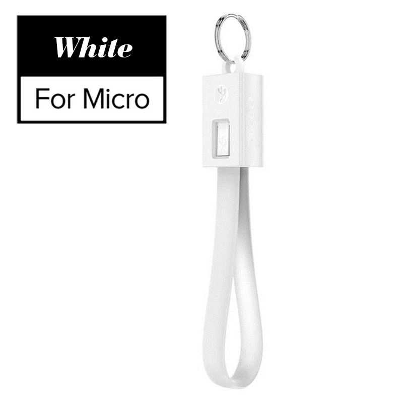White for Micro Мини брелок USB кабель для huawei samsung Xiaomi Портативный 2A Micro usb type-C USB-C кабель аксессуары портативный зарядный кабель - Цвет: White for Micro