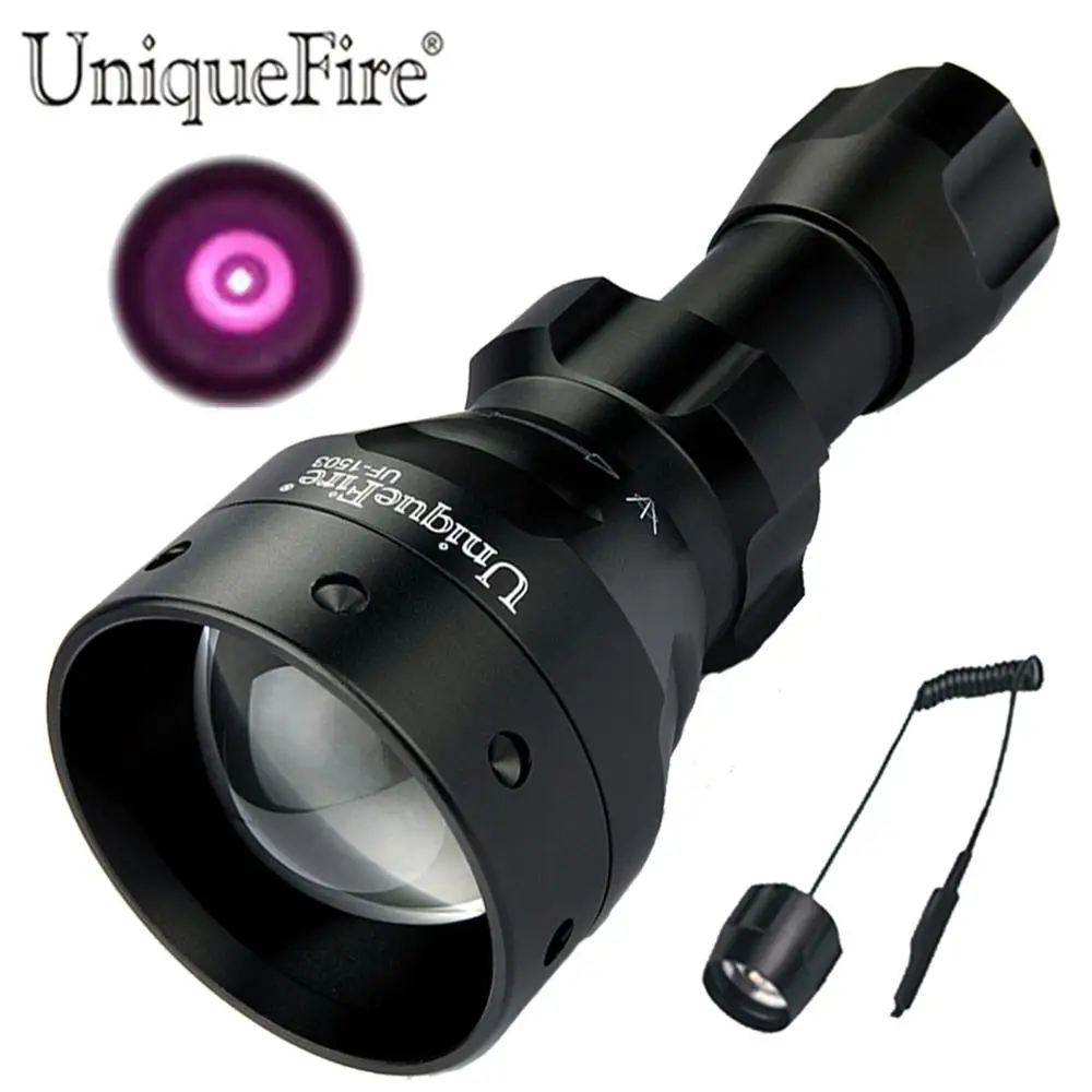 UniqueFire 1503 IR 940nm Infrared Light T50 LED Flashlight 3 Mode Zoomable Torch with Remote Pressure Switch For Night Hunting