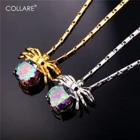 collare crystal spider pendant men goldsilver color big stone cubic zirconia wholesale animal necklace women jewelry p205