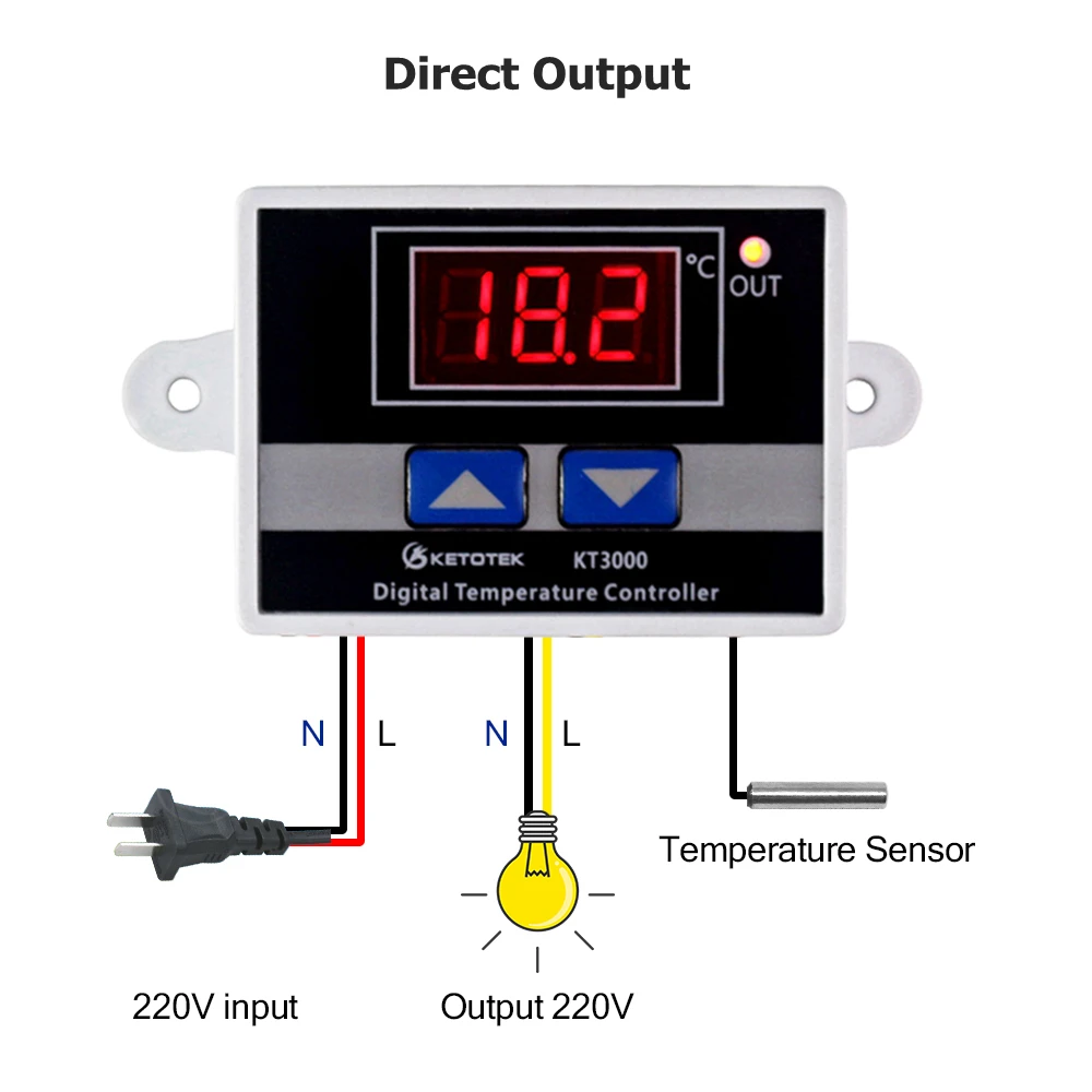 220V direct output 45~ 110C цифровой термостат AC 220V 12V 24V 10A цифровой регулятор температуры переключатель микрокомпьютера темп. Контроллер переключателя - Цвет: 220V direct output