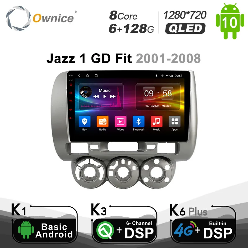 Ownice IPS Android 10.0 Car DVD Player GPS For honda Fit jazz 2004 2005 2006 2007 Radio Stereo Navi 6G+128G Optical 1280*720 | Автомобили