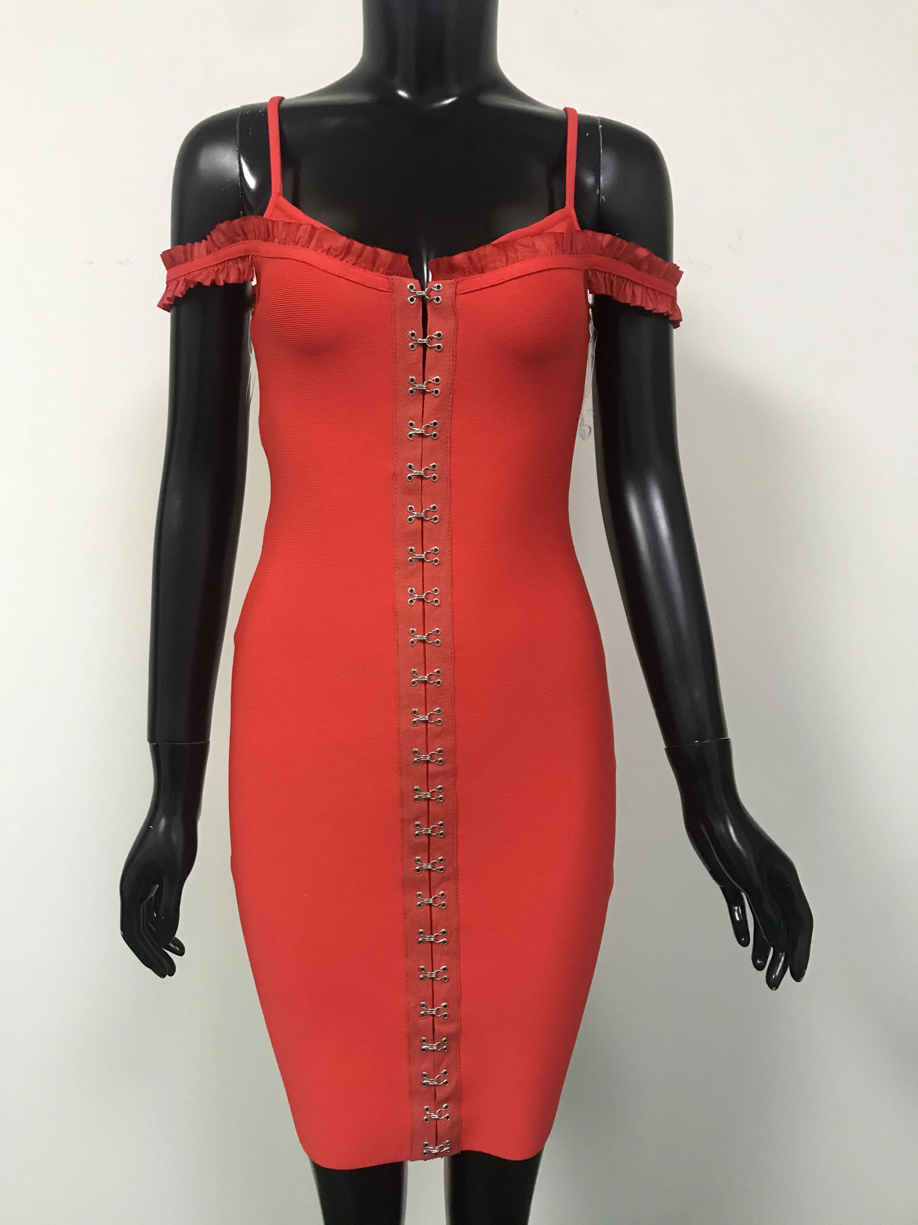 

2020 Women Fashion Sexy Red Bandage Dress Designer Elegant Evening Celebrity Party Dress Vestido