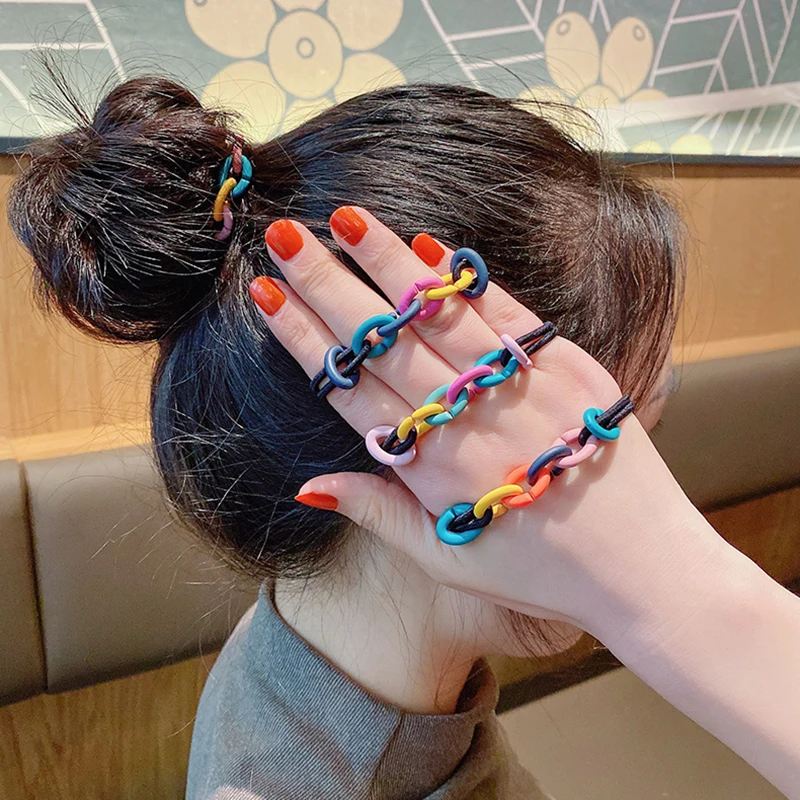 

Women's Korean Candy Color Summer Head Chain Headband Unique Head Piece Elastic Hair Band Rope Jewelry Seaside Hair Accessories