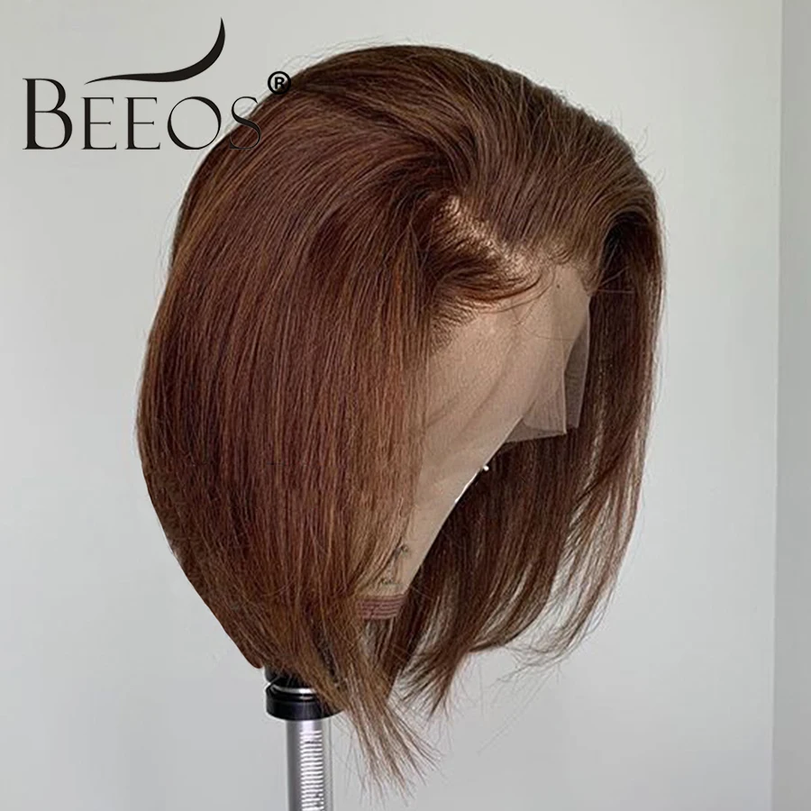Beeos 13*4 150% парик из натуральных волос коричневого цвета с кружевом спереди прямые