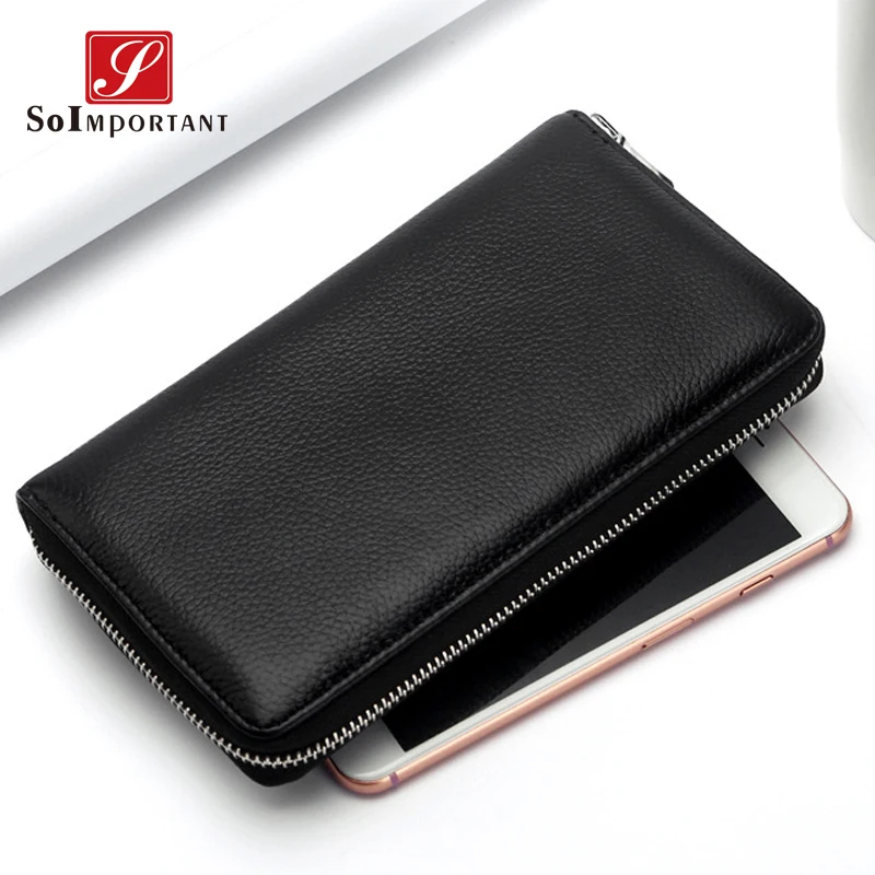 

Genuine leather Women Men Wallets Zipper Coin Pocket Long Bags 24 Card Holder Business Purse Female Clutch Passport Cover Male
