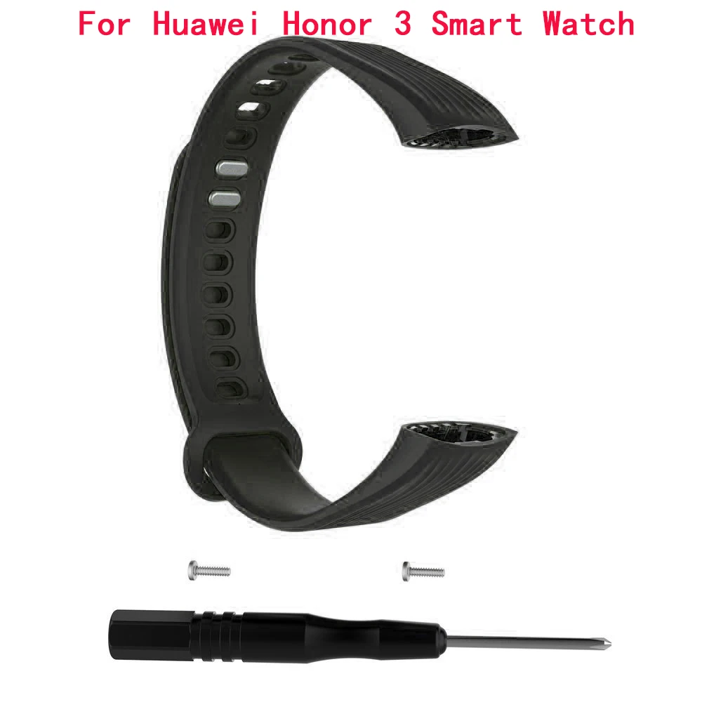 Black Для huawei Honor 4 ремешок силиконовый браслет ремешок спортивный сменный водонепроницаемый браслет с инструментом для huawei Honor 3 умные часы - Цвет: Black