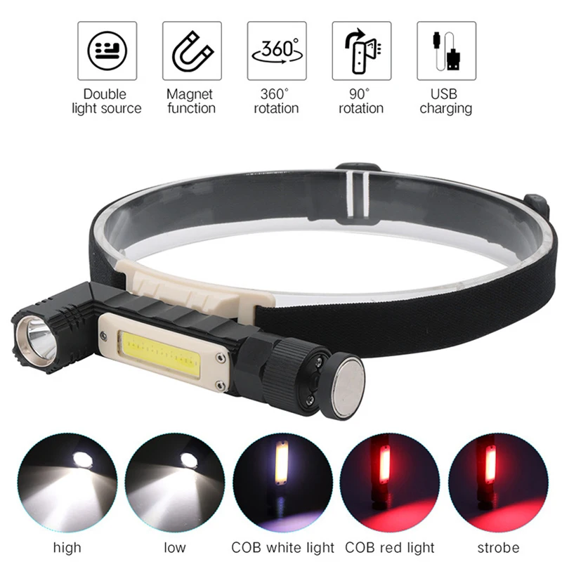 

Multifunctional Corner LED Flashlight Folding Cob Work Light Charging Corner Headlight Magnet Inspection Light USB Charging