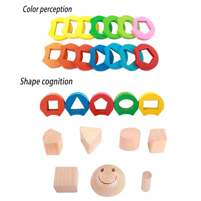 

Wooden Educational Toys Set Baby Early Educational Tool Flower Shape Column Sleeve Teaching Materials