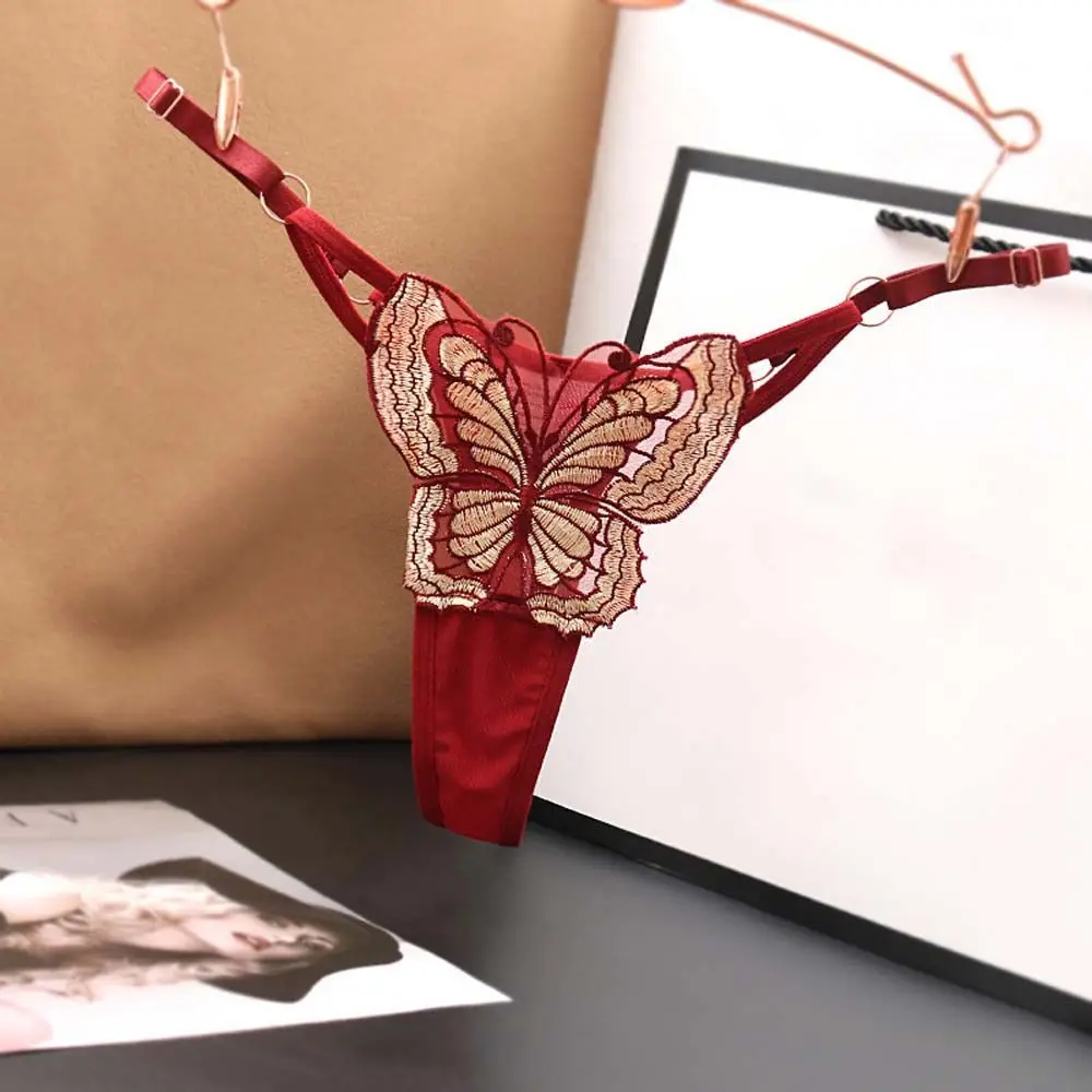 Трусики женские кружевные регулируемые с вышивкой и бабочкой | Женская одежда