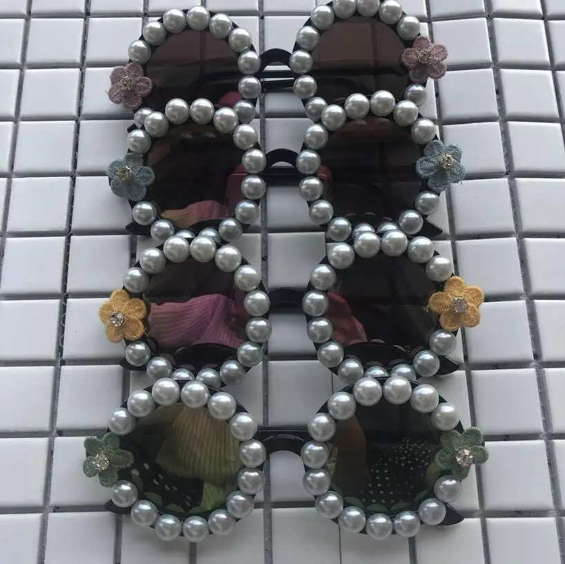 Женские солнцезащитные очки жемчужные + трикотажные Цветочные серии UV400 Анти