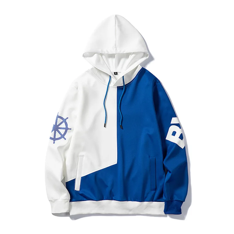 

E-BAIHUI Hoodies Patchwork Casual Pullover Fashion Sportswear Loose Hooded Sweatshirt Autumn Hip Hop Streetwear Clothes Men