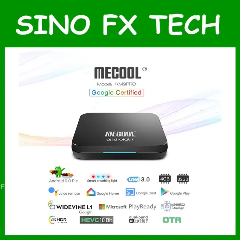 MECOOL KM9 PRO Android tv Google Сертифицированный 9 0 TV Box 4 ГБ 32 Dual Wifi BT4.0|ТВ-приставки и