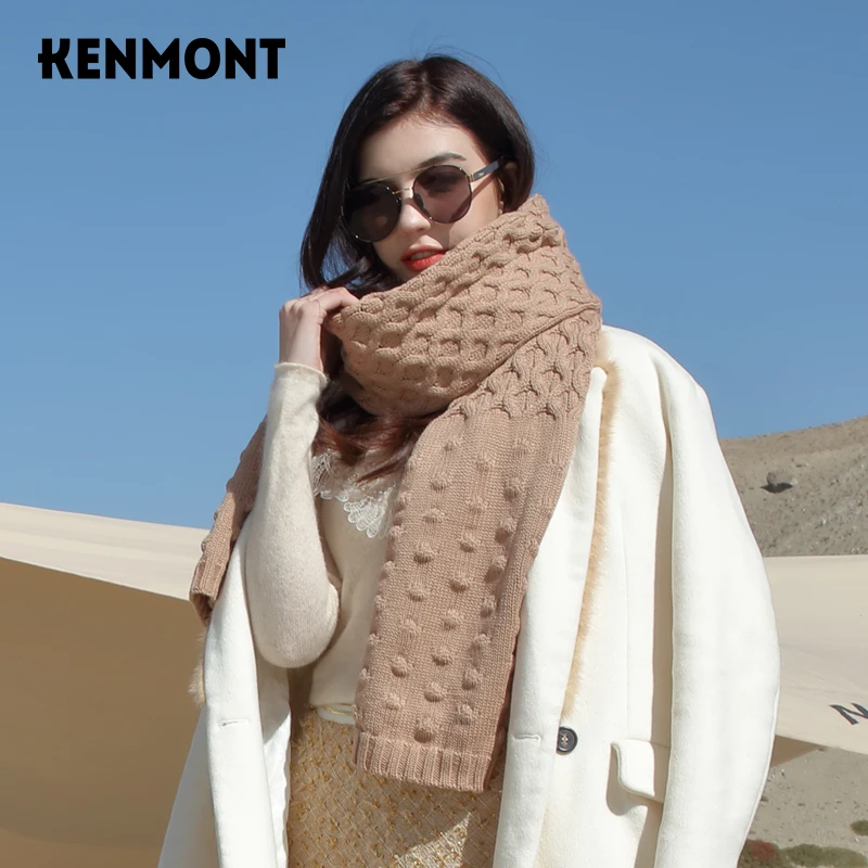 

2021 Autumn Winter New Cashmere Warm Scarf Women's Winter Versatile Cotton Wool Knitted Shawl Bib 1918