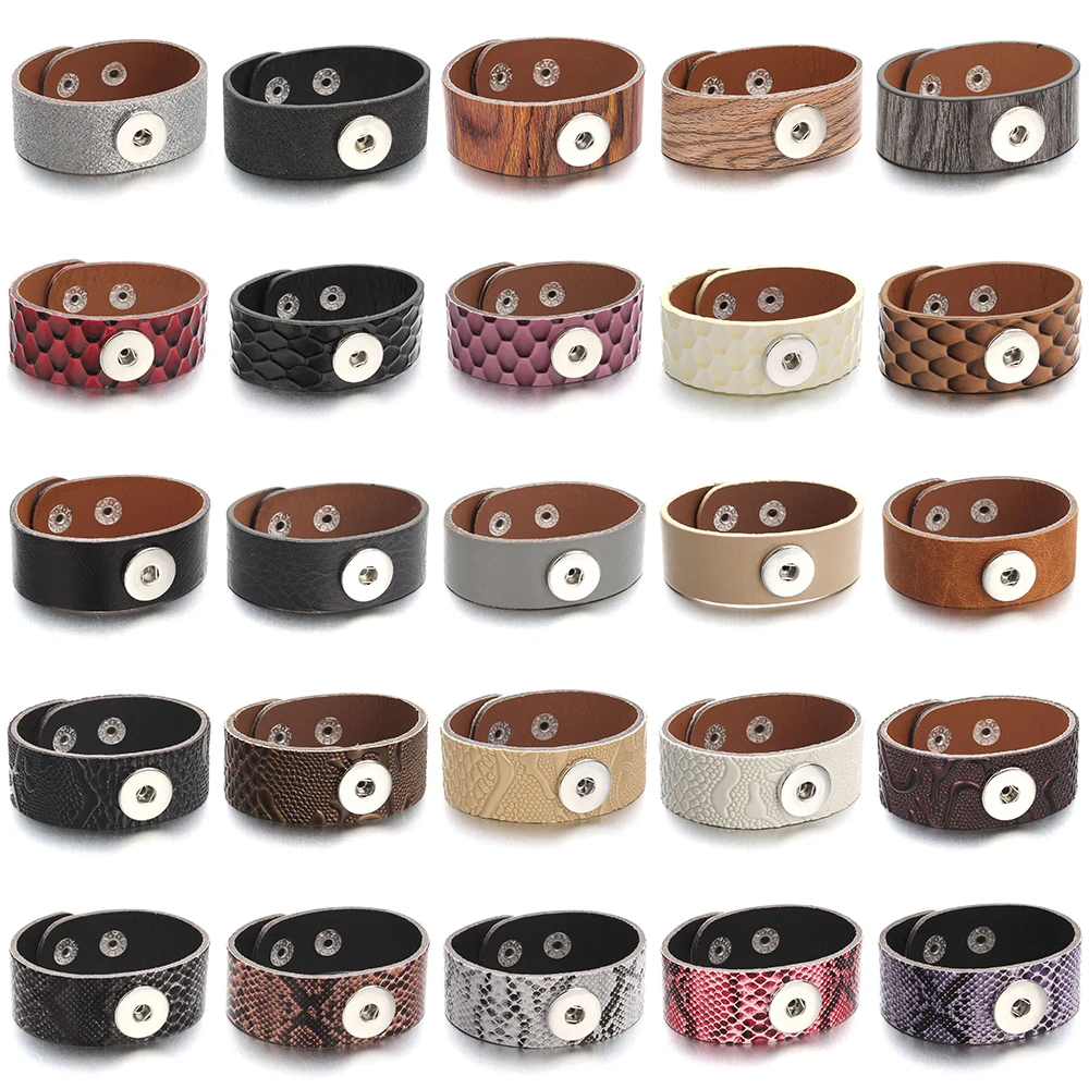 Модный кожаный регулируемый браслет с защелкой винтажный металлический