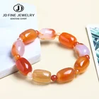 Модные браслеты JD из настоящего камня, женские браслеты с позитивной энергией из натурального красного агата, браслет с бусинами, амулетные браслеты, браслет на удачу