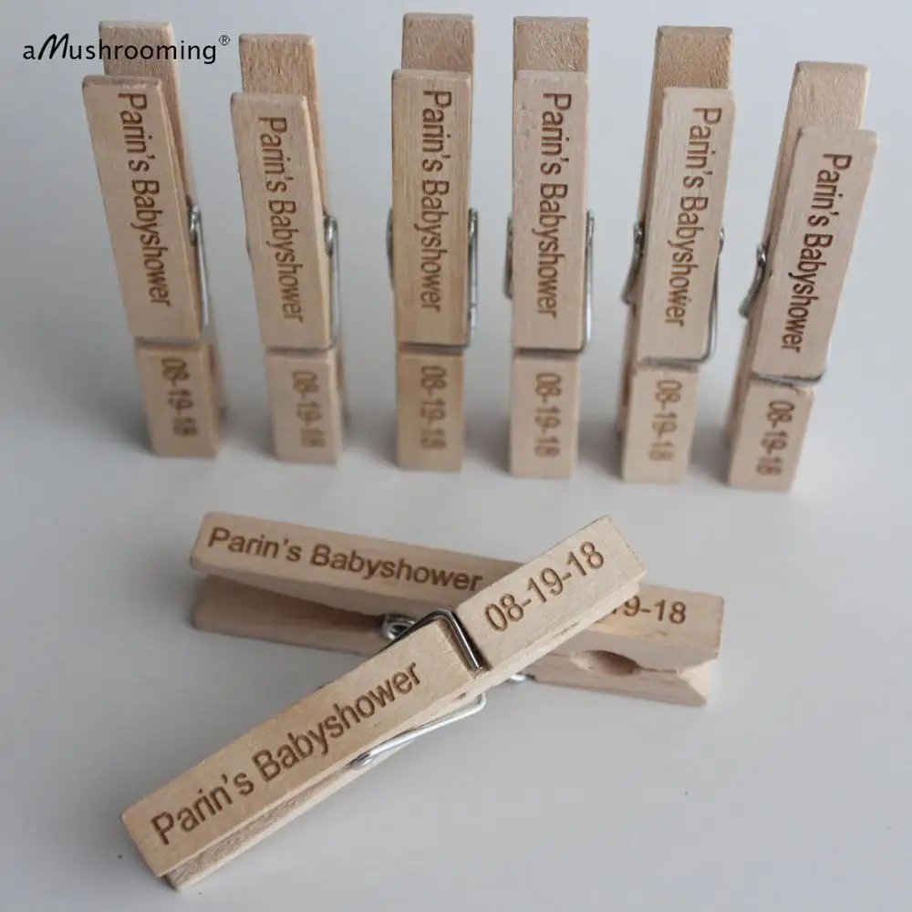 50 персонализированный колышки прищепки моноблок День рождения baby shower девочек