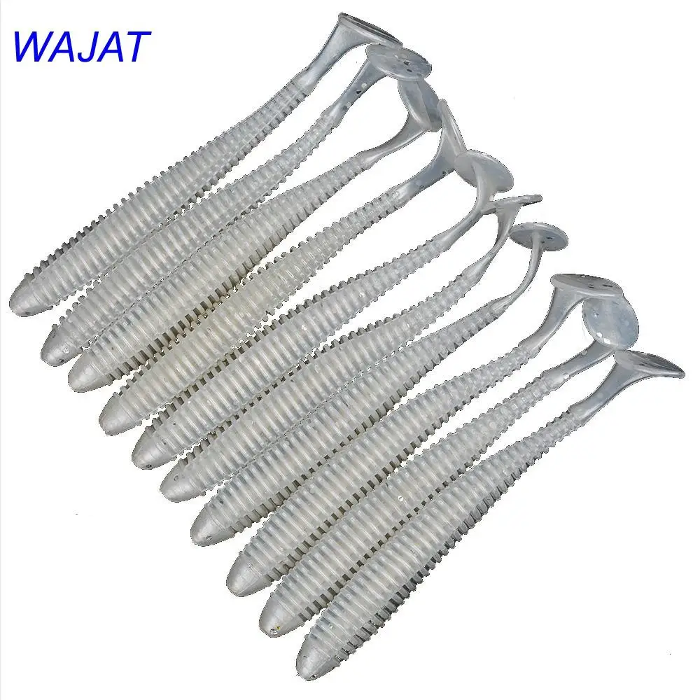 WAJAT производители прямой 95 мм белый червь Т хвост силиконовая приманка озеро