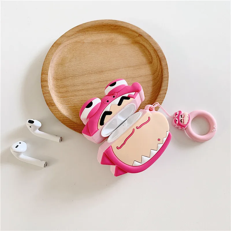 3D милый мультфильм розовый динозавр Shin Chan наушники чехол для AirPods 1 2 Bluetooth гарнитура зарядная Коробка Чехол с кольцом на палец
