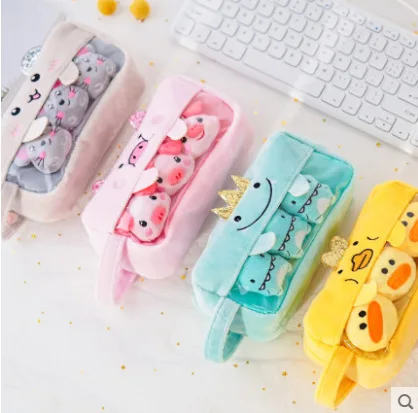 Искусственный мультяшный плюшевый пенал животное ручка детский подарок для