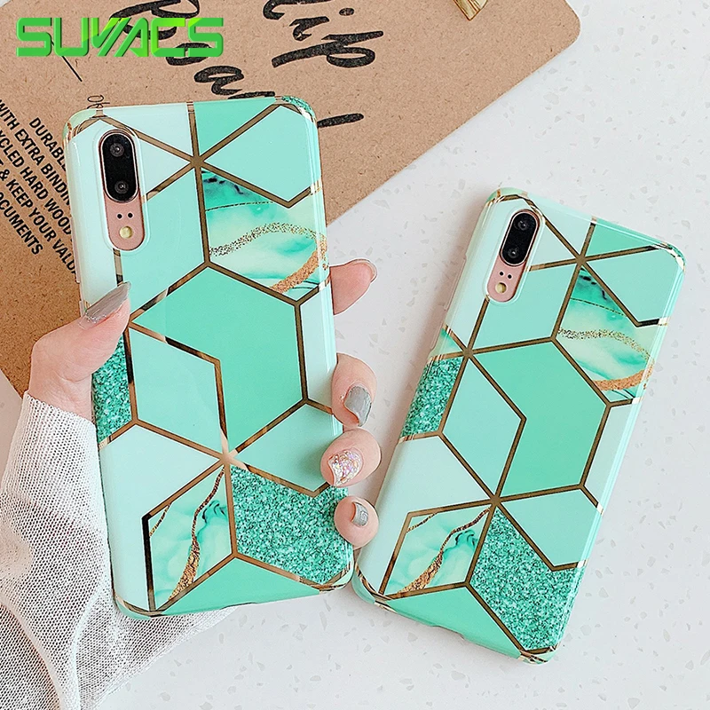 SUYACS Винтажный Зеленый Мраморный чехол для телефона Huawei P30 P20 Pro Mate 20 Lite Nova 5