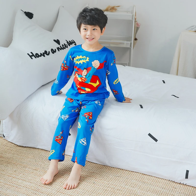 Темный хаки Новая детская одежда для сна для мальчиков зимние хлопковые комплекты для маленьких девочек Детская домашняя одежда, пижамы для мальчиков, детская одежда для сна, одежда для подростков, uy78 - Цвет: Темный хаки