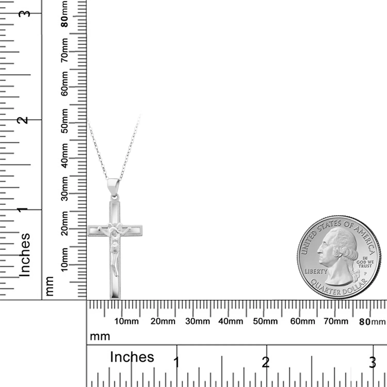 Твердое Серебро 925 пробы 34 мм X 17 крест кулон ожерелье для женщин мужчин GemStoneKing |