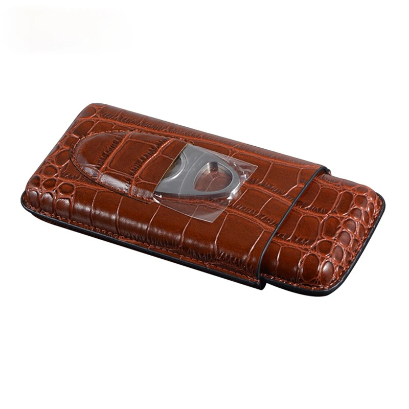 

Cigarol spot portable travel suit PU leather crocodile cigar leather case cigar scissors